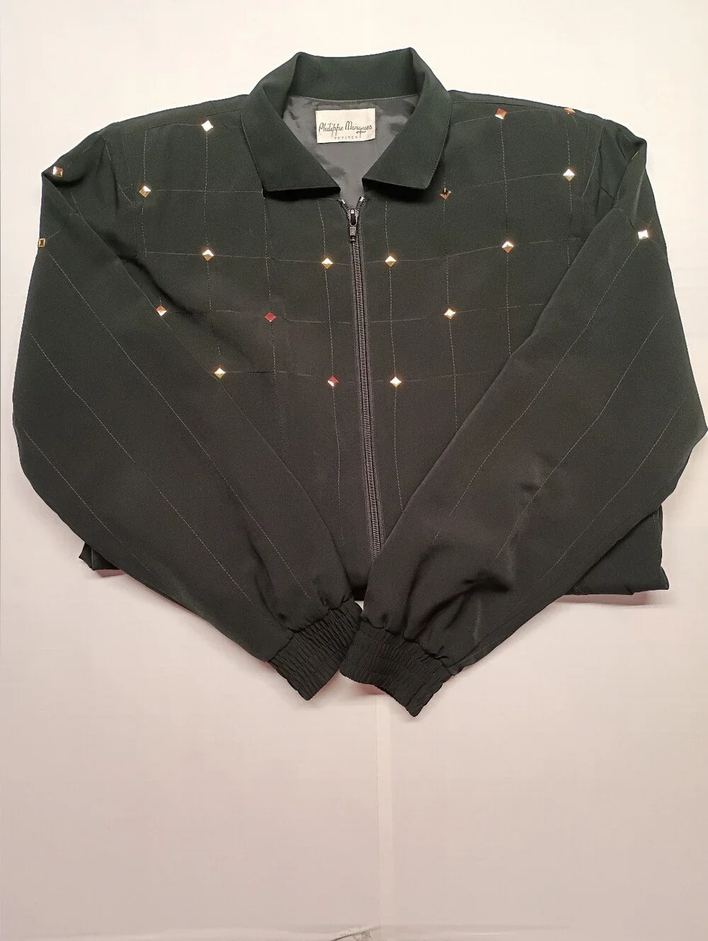 Vintage Zip-Front Women's Jacket With Gold Studs